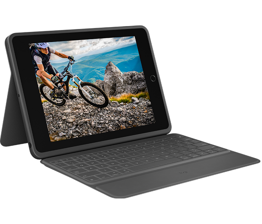 Logitech Rugged Folio Ultra-protective keyboard case with Smart Connector for iPad (7th, 8th and 9th gen) - Graphite - UK