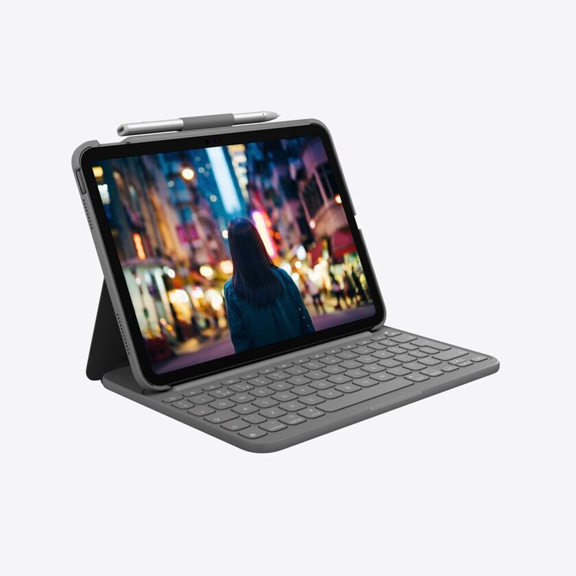 Logitech Slim Folio Keyboard Case for iPad (10th gen) - Grey - US