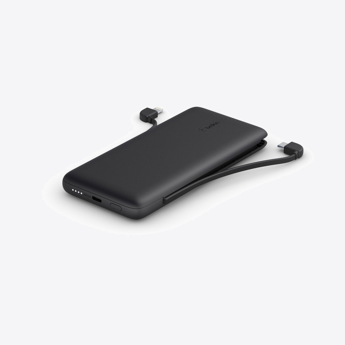 Belkin BOOST CHARGE Plus 10K USB-C Power Bank with Integrated Cables - Black