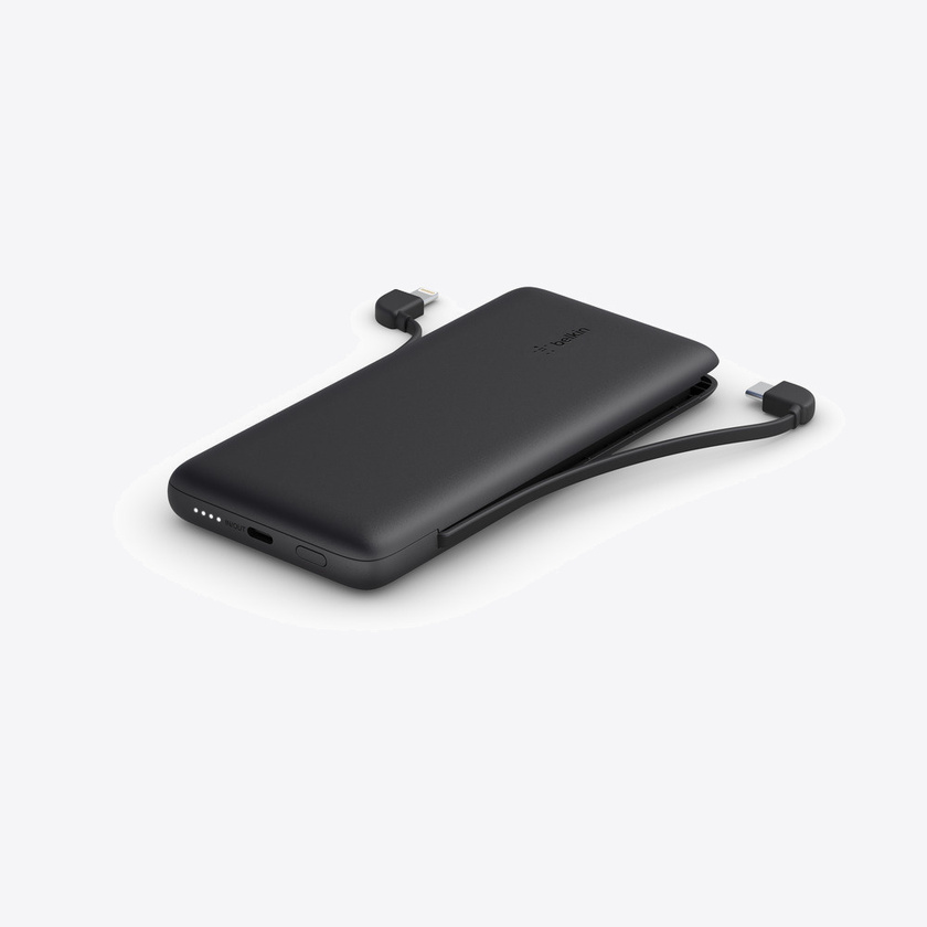 Belkin BOOST CHARGE Plus 10K USB-C Power Bank with Integrated Cables - Black