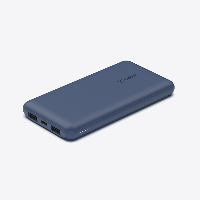 Belkin BOOST CHARGE (10000 mAH) Power Bank with USB-C 15W - Dual USB-A - 15cm USB-A to C Cable - Blue