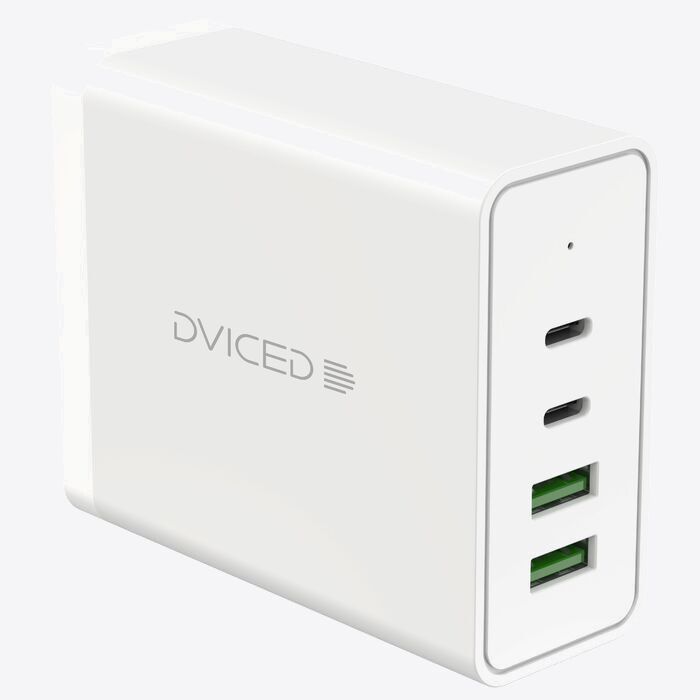 Dviced Desktop charger 100W GaN 2 USB-A, 2 USB-C EU - Whitevel Chrager 145W USB-C 4-Port (4x USB-C PD, UK-EU-AU-US adapte & mesh bag inc.) - Space Grey