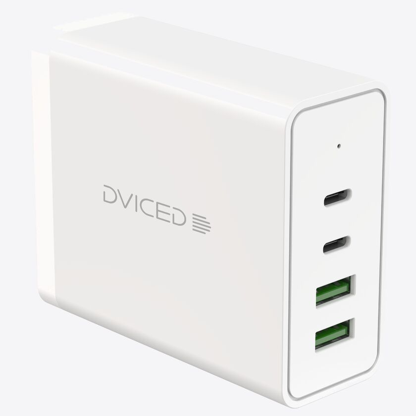 Dviced Desktop charger 100W GaN 2 USB-A, 2 USB-C EU - Whitevel Chrager 145W USB-C 4-Port (4x USB-C PD, UK-EU-AU-US adapte & mesh bag inc.) - Space Grey