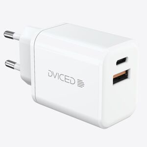 Dviced Wall charger 35W GaN 1 USB-A, 1 USB-C EU w cable - White