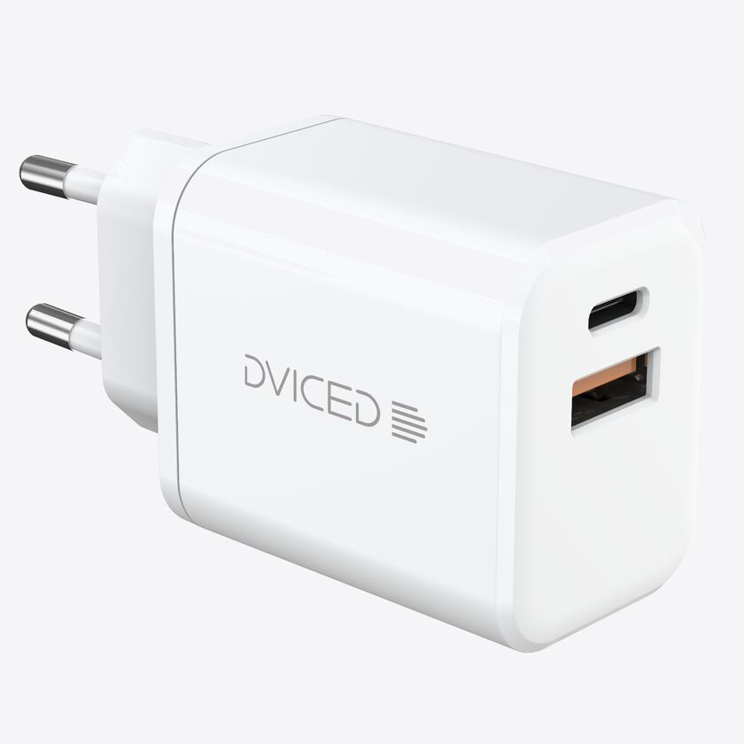 Dviced Wall charger 35W GaN 1 USB-A, 1 USB-C EU w cable - White