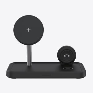 Dviced 3-in-1 magnetic wireless stand w cable, wall charger - Black