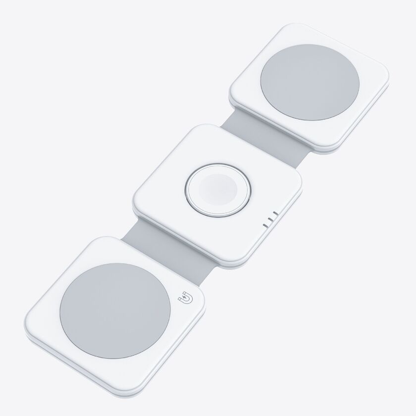Dviced 3-in-1 foldable magnetic wireless charger - White