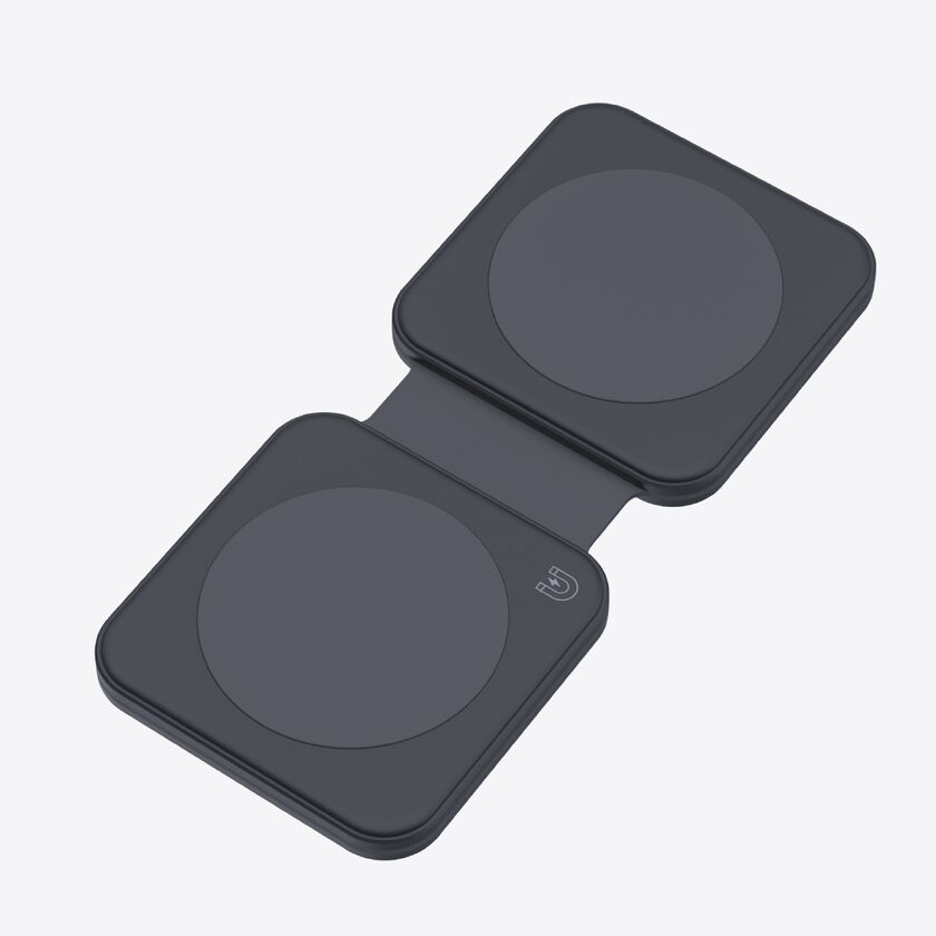 Dviced 2-in-1 foldable magnetic wireless charger - Black