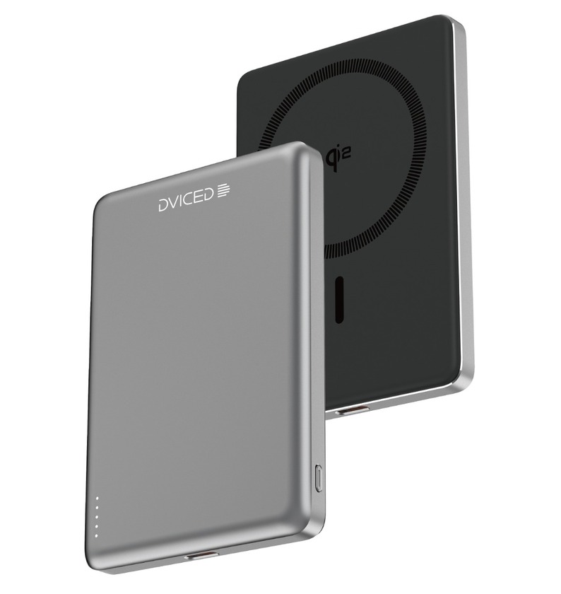 Dviced Qi2 Ultrathin MagSafe Power bank 5000mAh - black/grey