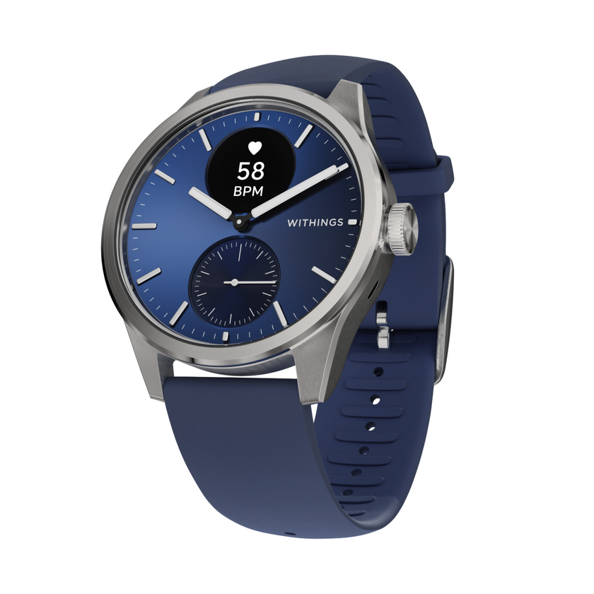 "Withings Scanwatch 2 / 42mm (Activity, Sleep Tracker, ECG, Temperature, SPO2 / Stainless steel, fkm wristband, sapphire glass) - Blue"