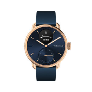 Withings Scanwatch 2 / 38mm (Activity, Sleep Tracker, ECG, Temperature, SPO2 / Stainless steel, fkm wristband, sapphire glass) - Blue