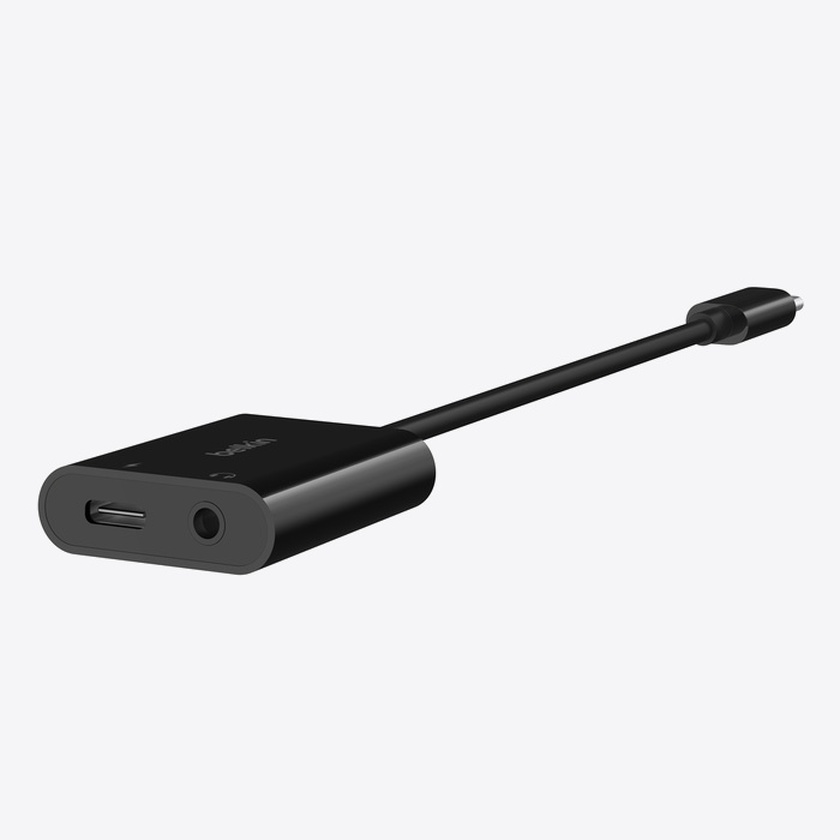 Belkin ROCKSTAR USB-C to 3.5 mm Audio + USB-C Charge Adapter V2 Fast Charging up to 60W - Black