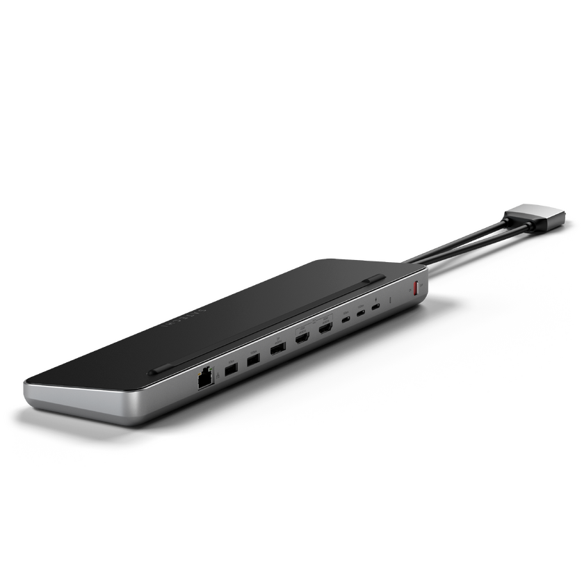 Satechi Dual Dock Stand Docking Station with NVMe SSD Enclosure- Grey