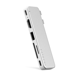 Satechi USB-C Snap Hub (1x HDMI 4K 60Hz, 1x USB-C up to 5 Gbps, 1x USB-A 3.0 up to 5 Gbps, 1xUSB-C PD, 1x microSD/ 1x SD card reader) - Silver