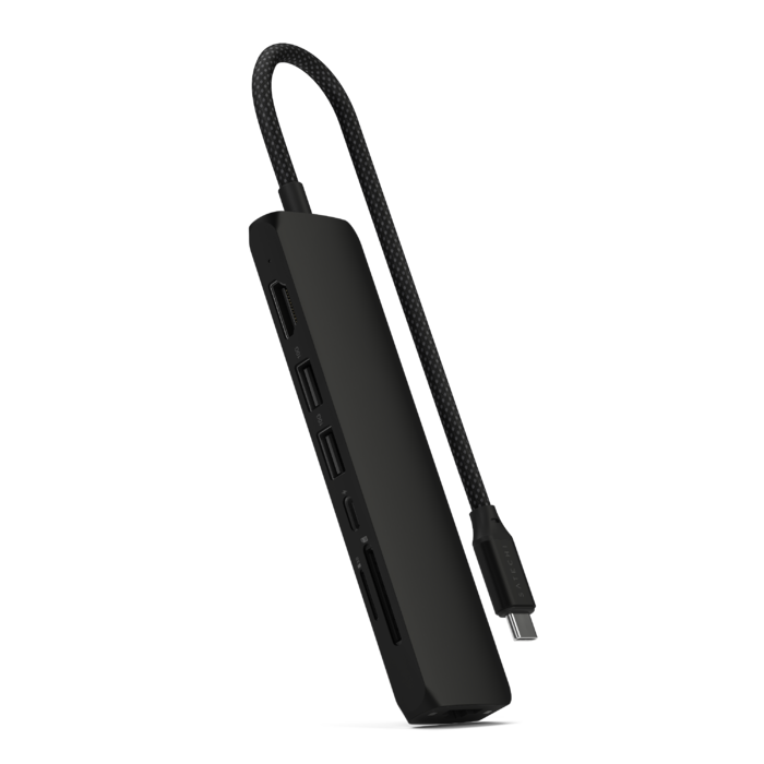 Satechi 7-in-1 USB-C Slim Multiport Adapter with Ethernet - Black