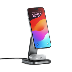 Satechi 2-in-1 Foldable Qi2 Wireless Charging Stand - Space Gray