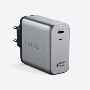 Satechi 100W USB-C PD Wall Charger Gallium Nitride (GaN) charging - Space Grey