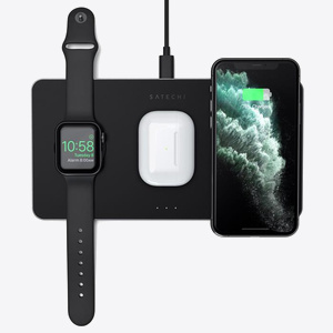 Satechi Trio Wireless Charging Pad за Apple Watch, Airpods, iPhone Black