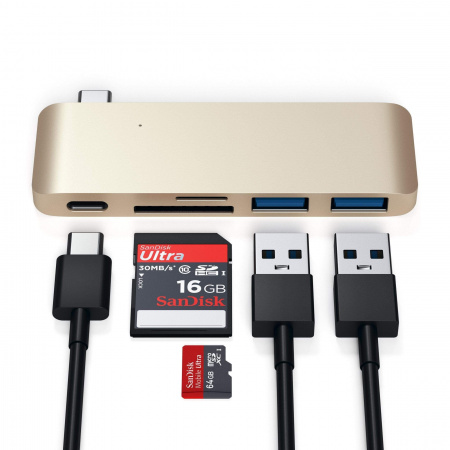 Satechi Type-C USB Passthrough Hub Gold