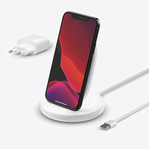 Belkin BOOST CHARGE Qi 15w wireless Charging Stand w PSU (EU Power Supply Included) -White