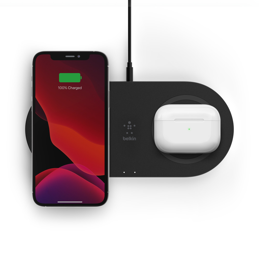 Belkin BOOST CHARGE Qi 15w wireless Charging Dual Pad w PSU (EU Power Supply Included) - Black