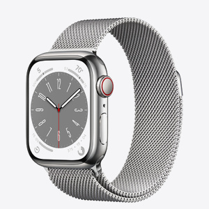 Apple Watch Series 8 GPS + Cellular 41mm Silver Stainless Steel Case with Silver Milanese Loop