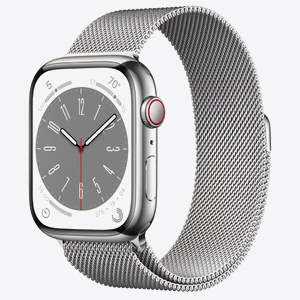 Apple Watch Series 8 GPS + Cellular 45mm Silver Stainless Steel Case with Silver Milanese Loop