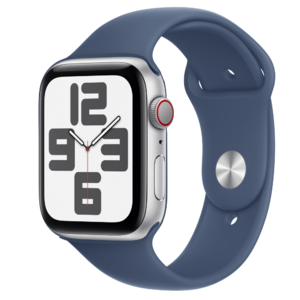 Apple Watch SE2 v3 Cellular 44mm Silver Alu Case with Denim Sport Band - S/M