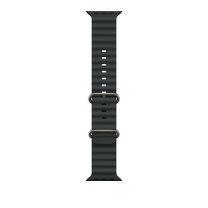 Apple Watch 49mm Band: Black Ocean Band - Natural Titanium Finish