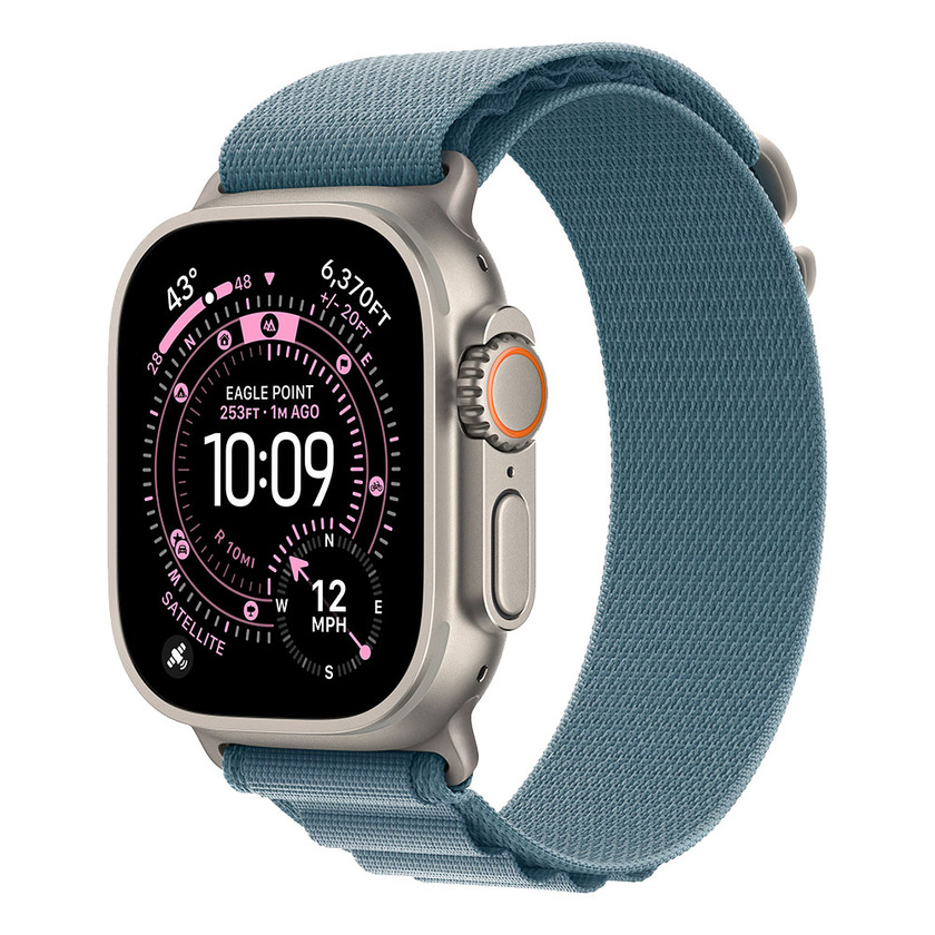 Apple Watch Ultra 3 Cellular 49mm Natural Titanium Case with Light Blue Alpine Loop - Small