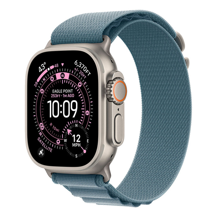 Apple Watch Ultra 3 Cellular 49mm Natural Titanium Case with Light Blue Alpine Loop - Medium