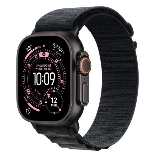 Apple Watch Ultra 3 Cellular 49mm Black Titanium Case with Black Alpine Loop - Large