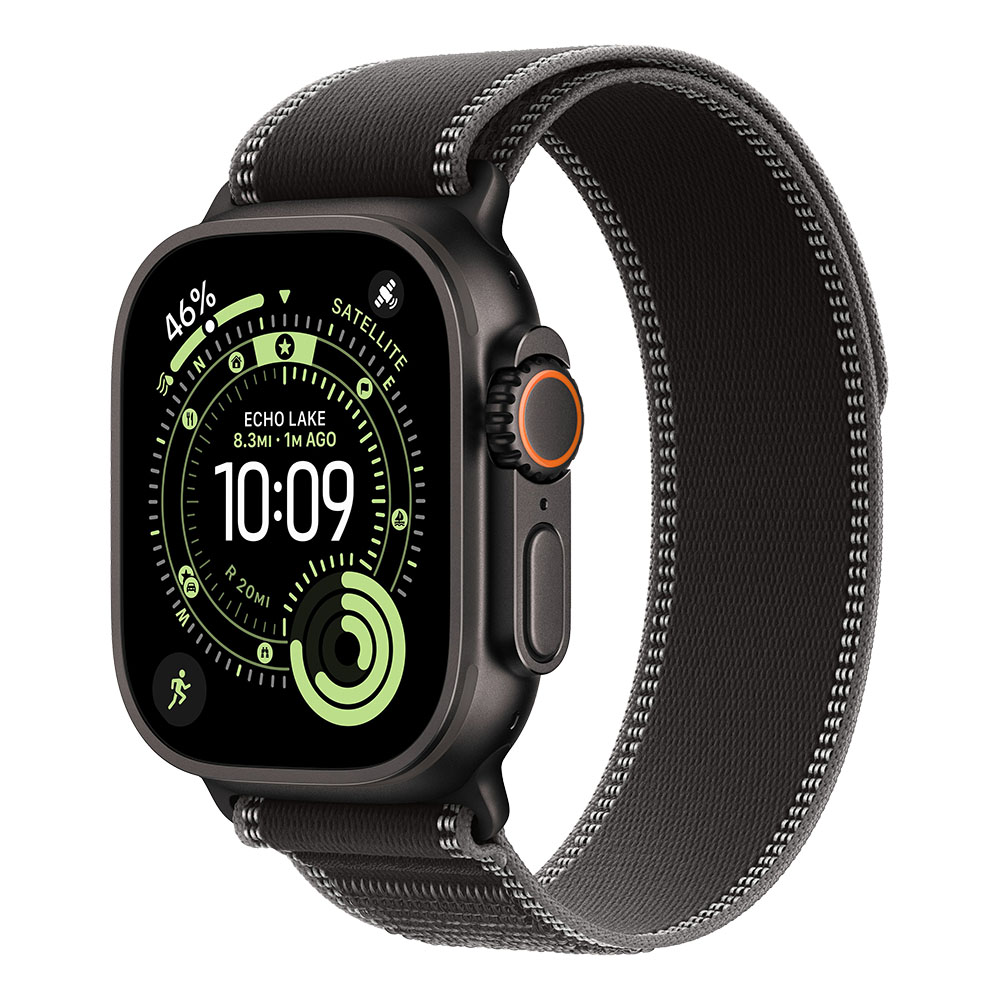 Apple Watch Ultra 3 Cellular 49mm Black Titanium Case with Black/Charcoal Trail Loop - S/M