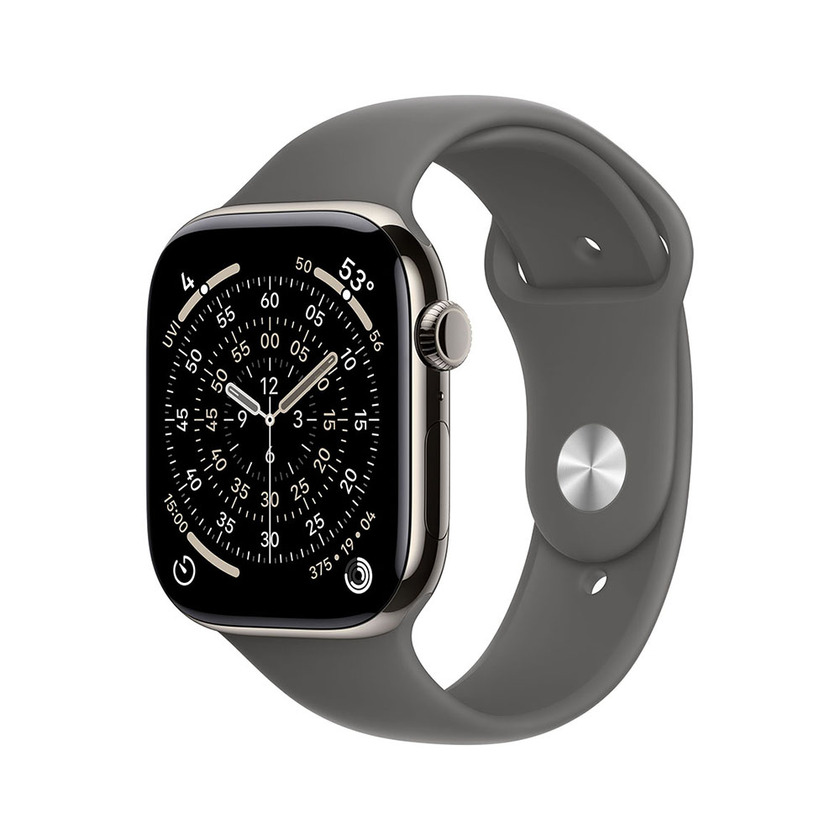 Apple Watch S11 Cellular 42mm Natural Titanium Case with Stone Grey Sport Band - S/M
