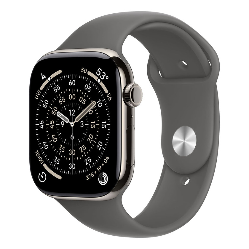 Apple Watch S11 Cellular 46mm Natural Titanium Case with Stone Grey Sport Band - S/M