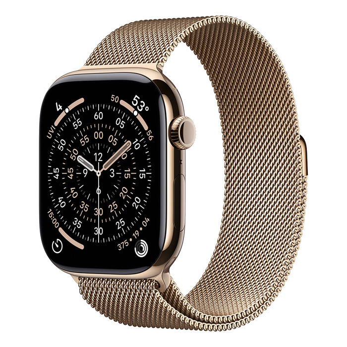 Apple Watch S11 Cellular 46mm Gold Titanium Case with Gold Milanese Loop - S/M