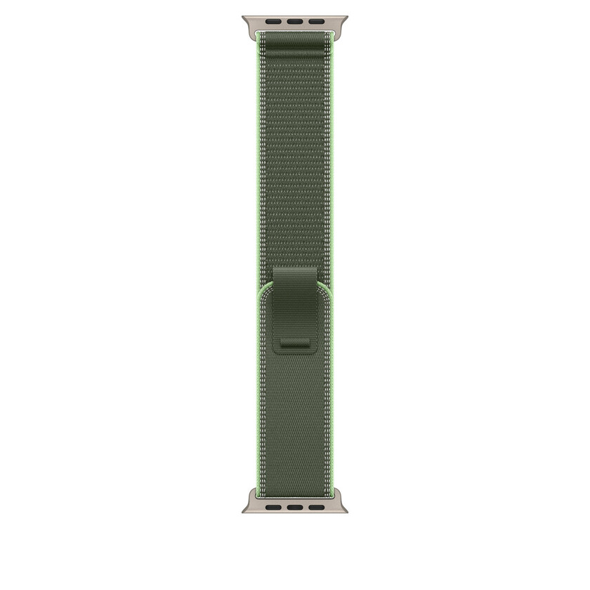 Apple Watch 49mm Loop: Green/Neon Trail Loop - S/M - Natural Titanium Finish