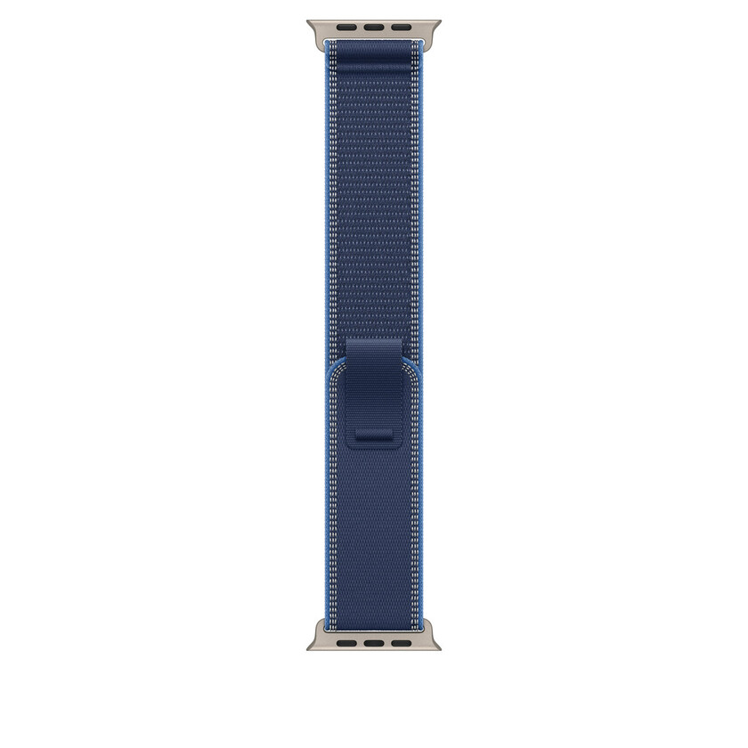 Apple Watch 49mm Loop: Blue/Bright Blue Trail Loop - S/M - Natural Titanium Finish