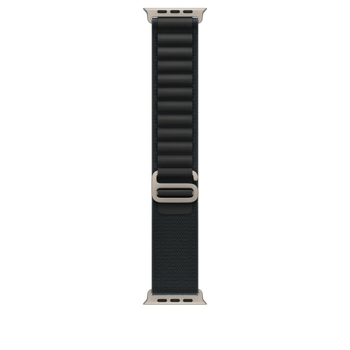 Apple Watch 49mm Loop: Black Alpine Loop - Small - Natural Titanium Finish