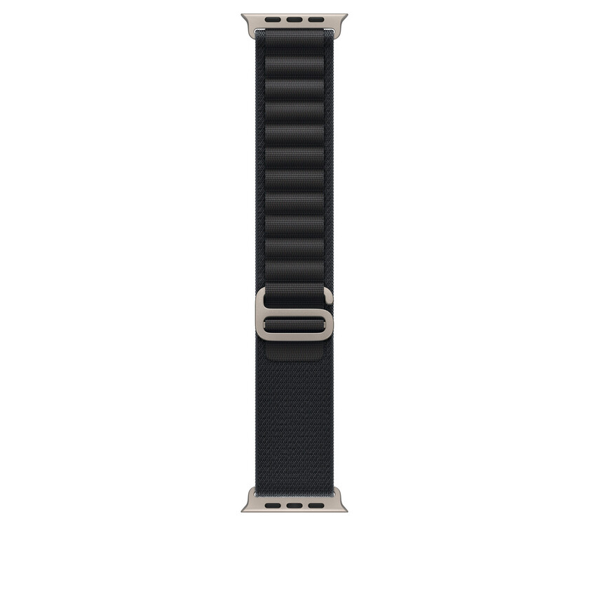 Apple Watch 49mm Loop: Black Alpine Loop - Small - Natural Titanium Finish