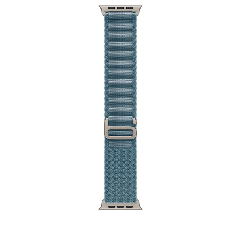 Apple Watch 49mm Loop: Light Blue Alpine Loop - Large - Natural Titanium Finish