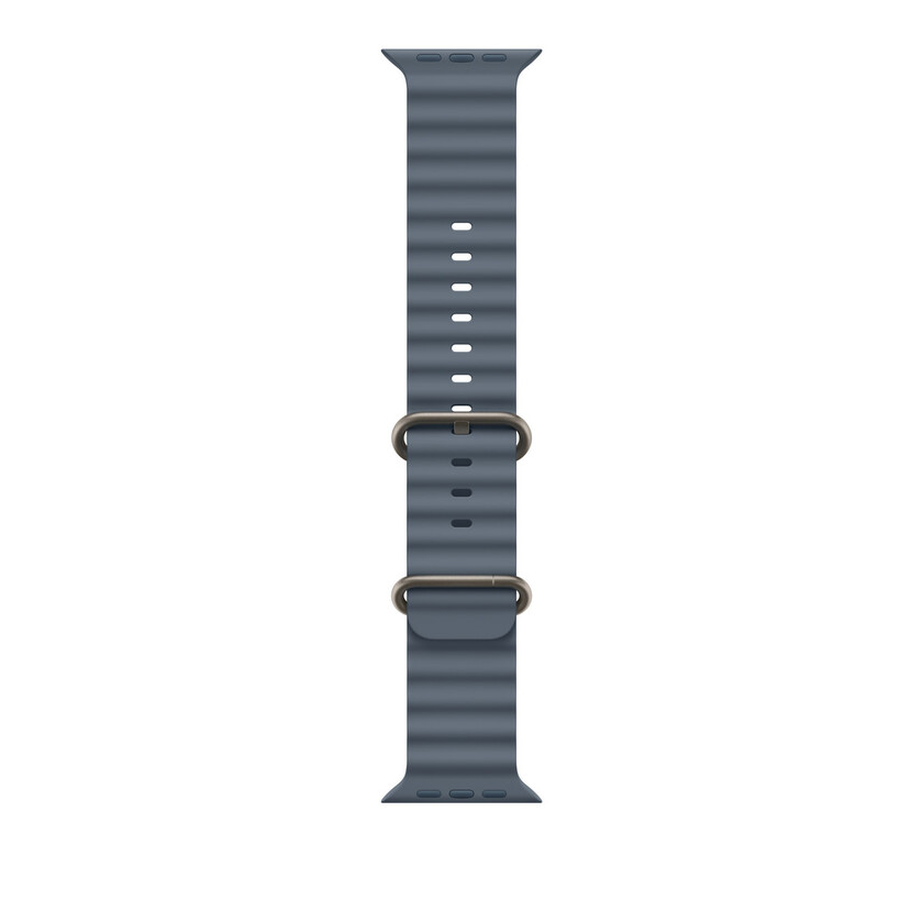Apple Watch 49mm Band: Anchor Blue Ocean Band - Natural Titanium Finish