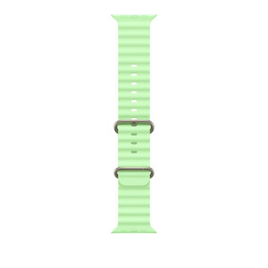 Apple Watch 49mm Band: Neon Green Ocean Band - Natural Titanium Finish