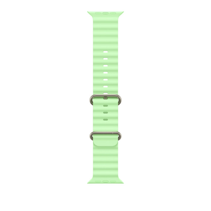 Apple Watch 49mm Band: Neon Green Ocean Band Extension - Natural Titanium Finish