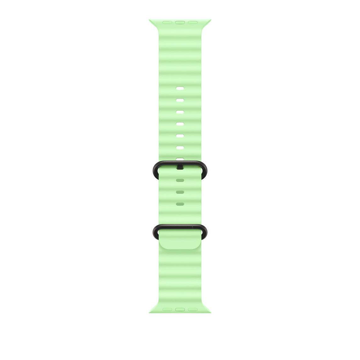 Apple Watch 49mm Band: Neon Green Ocean Band Extension - Black Titanium Finish