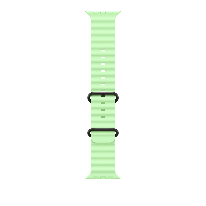 Apple Watch 49mm Band: Neon Green Ocean Band Extension - Black Titanium Finish