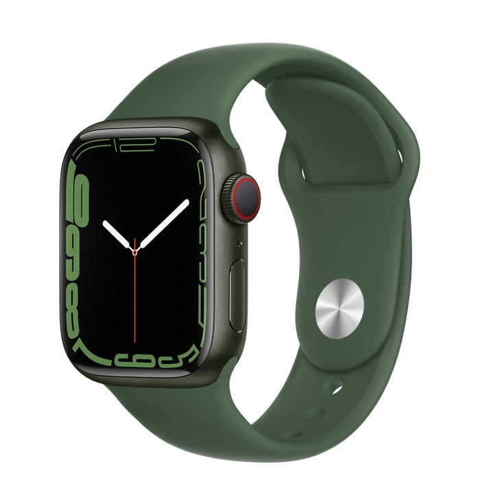 Apple Watch S7 Cellular, 41mm Green Aluminium Case with Clover Sport Band - Regular