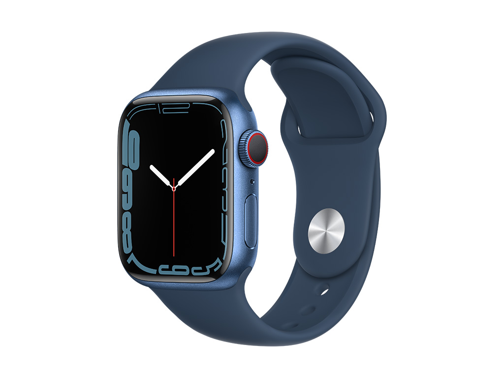 Apple Watch Series 7, Blue Aluminum Case with Abyss Blue Sport Band 41mm, GPS + Cellular