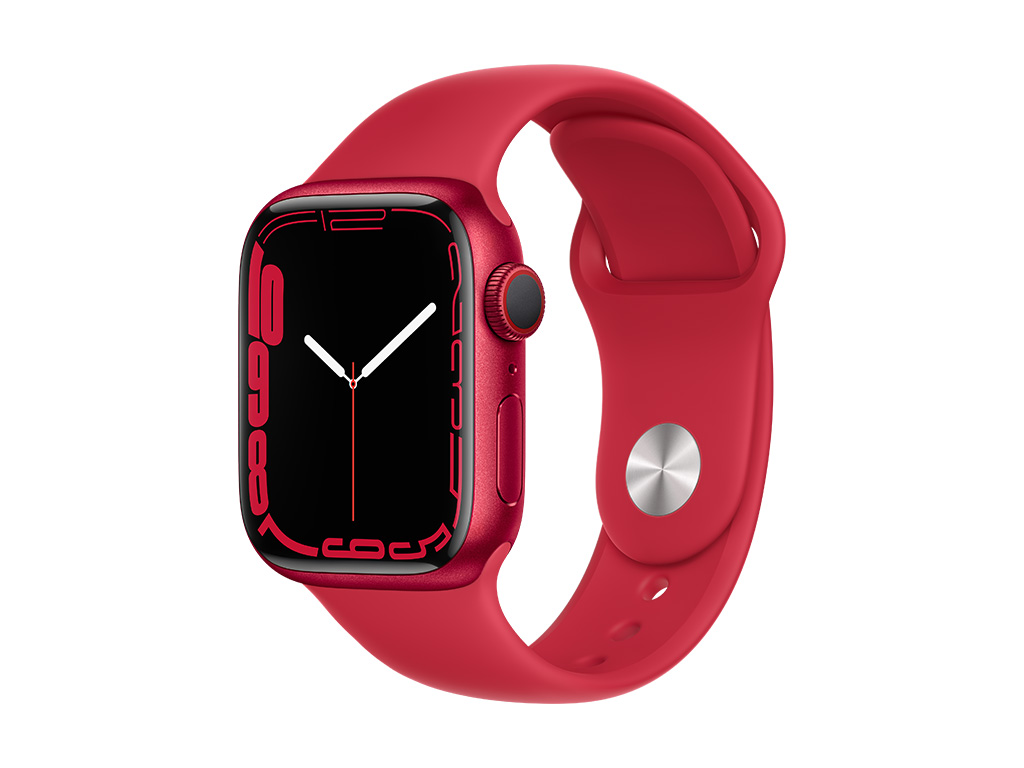 Apple Watch Series 7, RED Aluminum Case with RED Sand Sport Band 41mm, GPS + Cellular