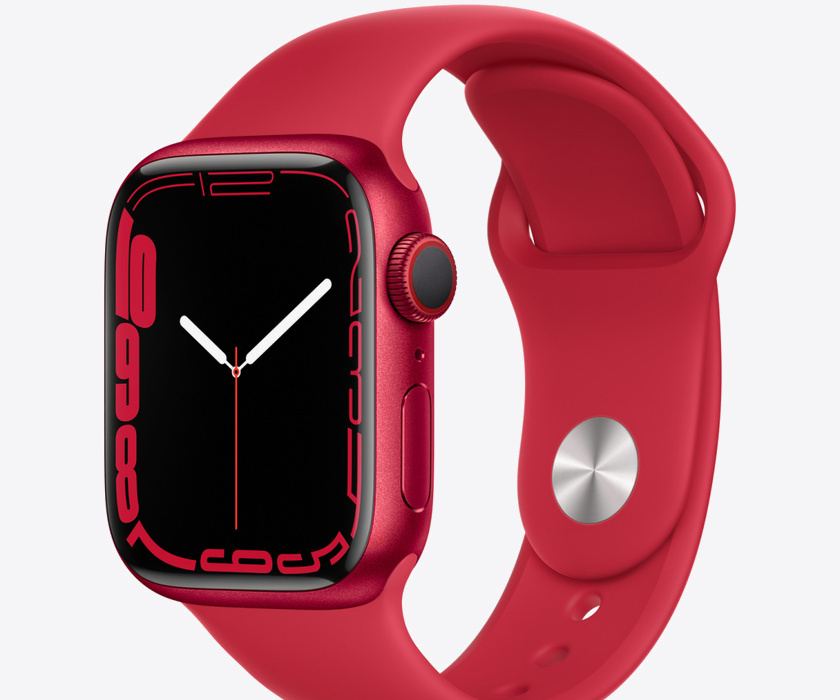 Apple Watch S7 Cellular, 41mm Red Aluminium Case with Red Sport Band - Regular
